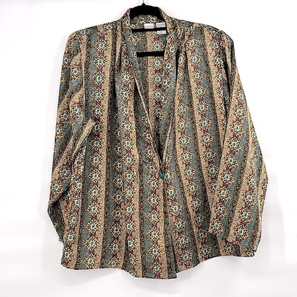 Vintage colorful gold green 80s top size medium - Picture 1 of 8